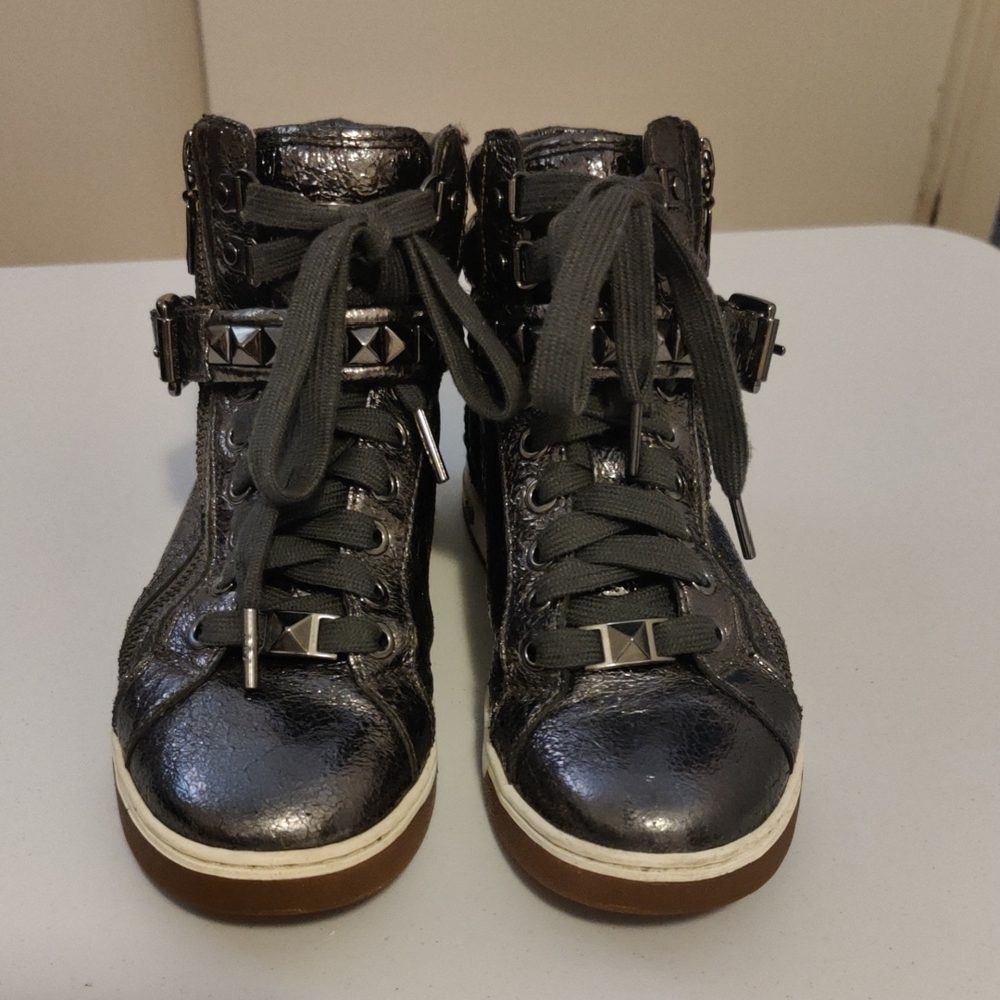 Michael Kors Black and Brown Combat Moto Boots